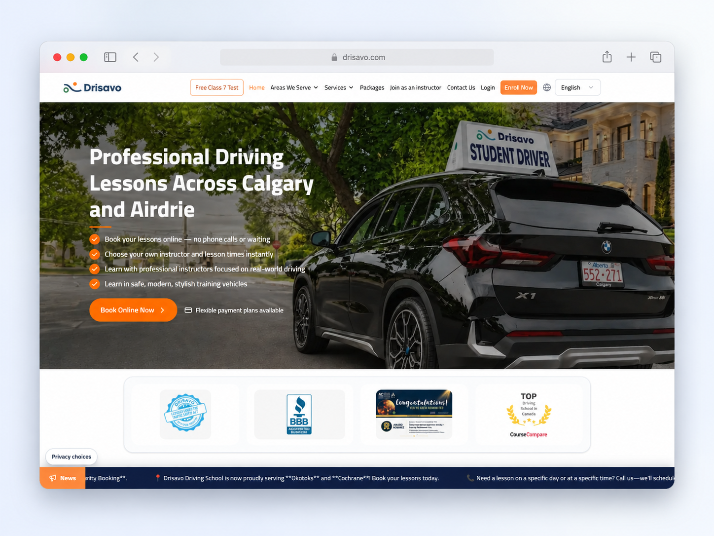 Drisavo web booking platform